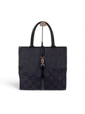 Gucci Jackie Tote GG Canvas Line Black